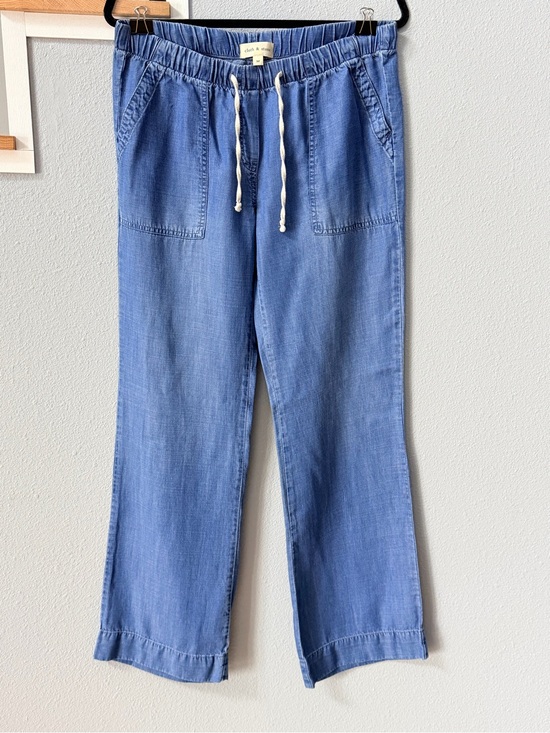 cloth & stone Pants - Cloth & Stone Light Blue Drawstring Chambray Pants